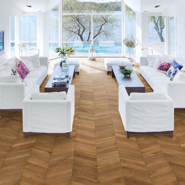 Kahrs Chevron Oak Rustic 15mm x 305mm Brushed Natural Oiled