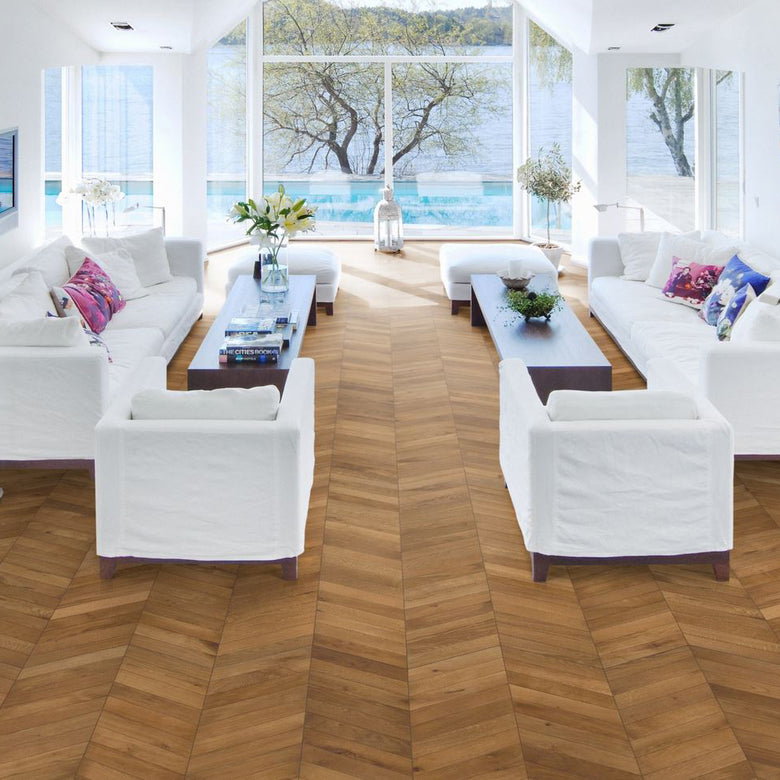 Kahrs Chevron Oak Rustic 15mm x 305mm Brushed Natural Oiled