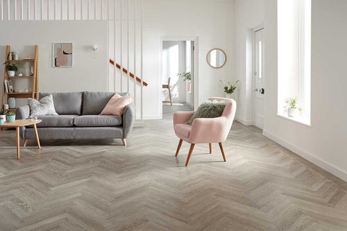 Karndean Knight Tile Grey Limed Oak Gluedown Herringbone SM-KP138
