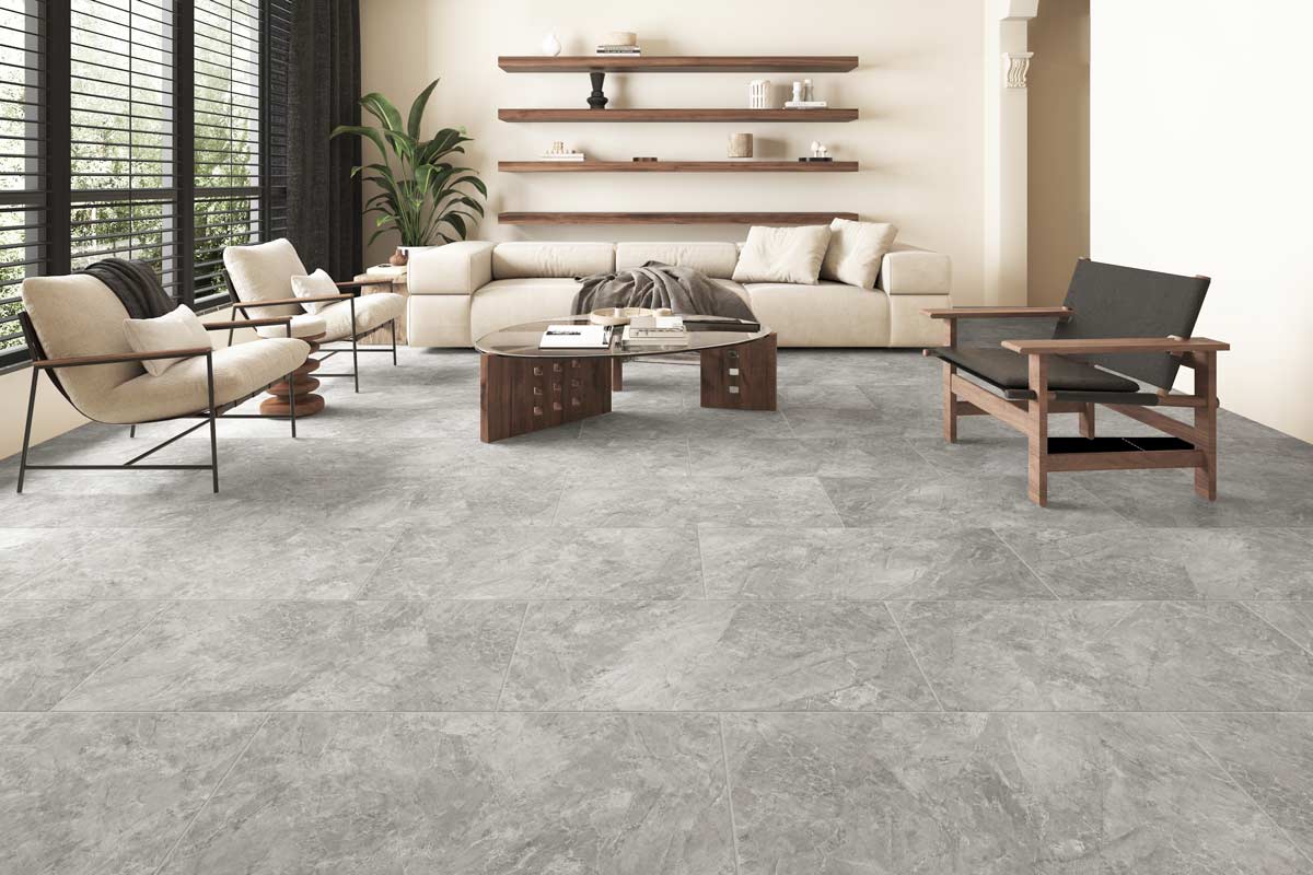Flooring Supplies Rigid Core Pre-Grout Vinyl Grey Tile Built-in Underlay LT-3226