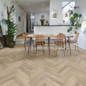 Polyflor Camaro Rigidcore Naked Blond Oak Herringbone Vinyl Flooring Room2