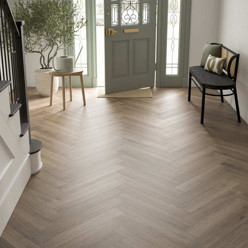 Polyflor Camaro Rigidcore Naked Blond Oak Herringbone Vinyl Flooring Room2