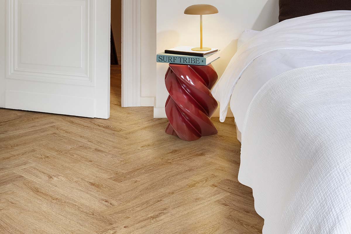 Moduleo LayRed 65837 Herringbone Standford Oak Click Vinyl Flooring Built-in Underlay MODLR49157HB