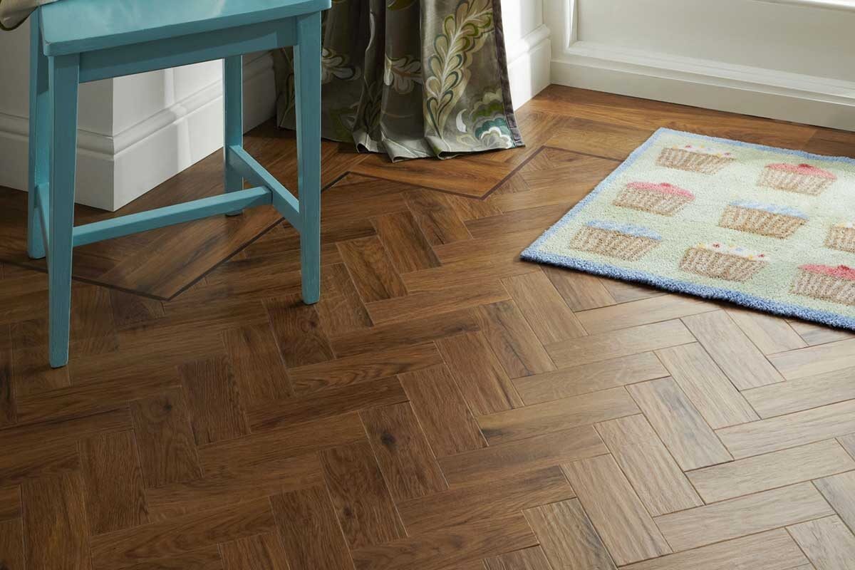 Karndean Art Select Morning Oak Gluedown Herringbone LVT AP06