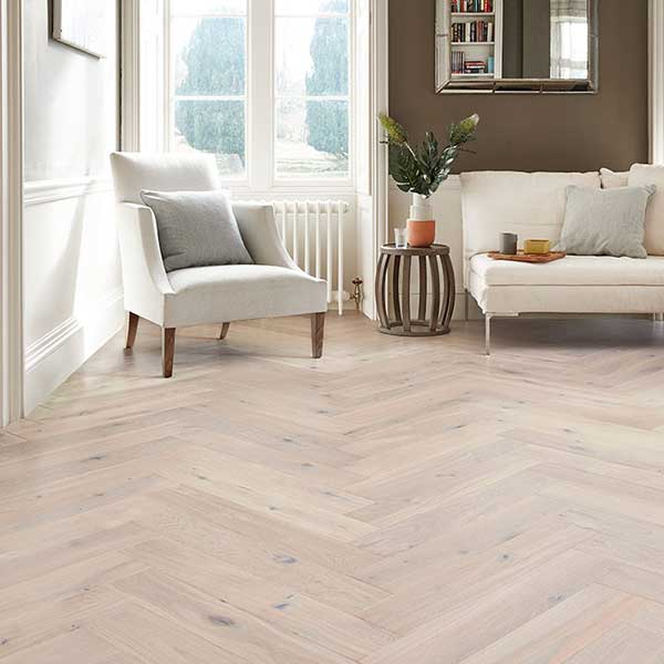 Natura 14mm x 130mm Oak Pearl Herringbone Engineered Wood Lacquered RW-NTHB-14-218