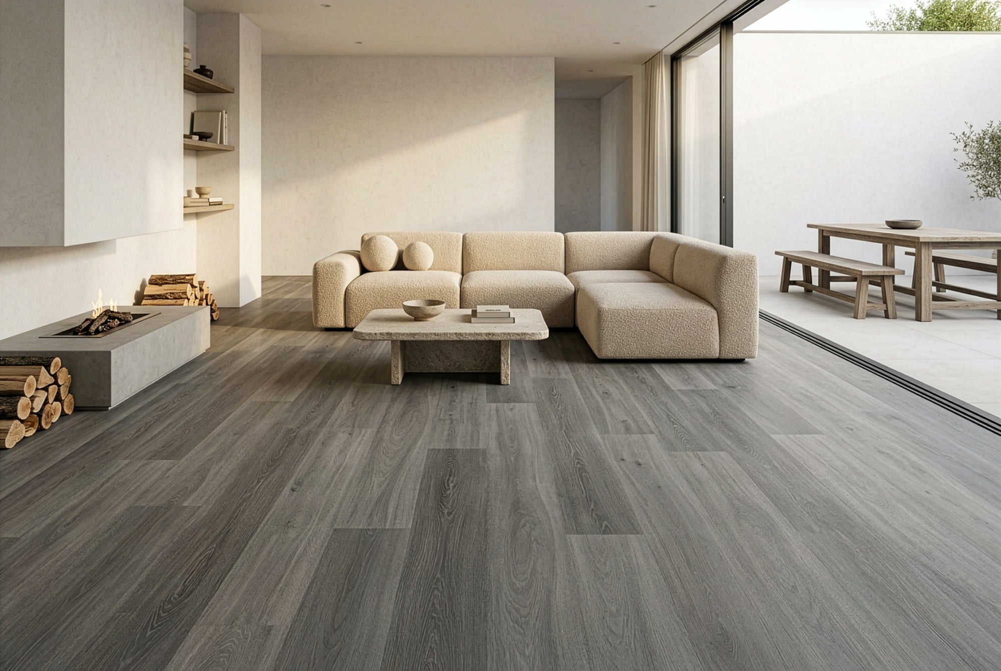 Flooring Supplies Rigid Core Click Vinyl Flooring Stone Grey Oak Plank VIN-CLIC-FPL-5004