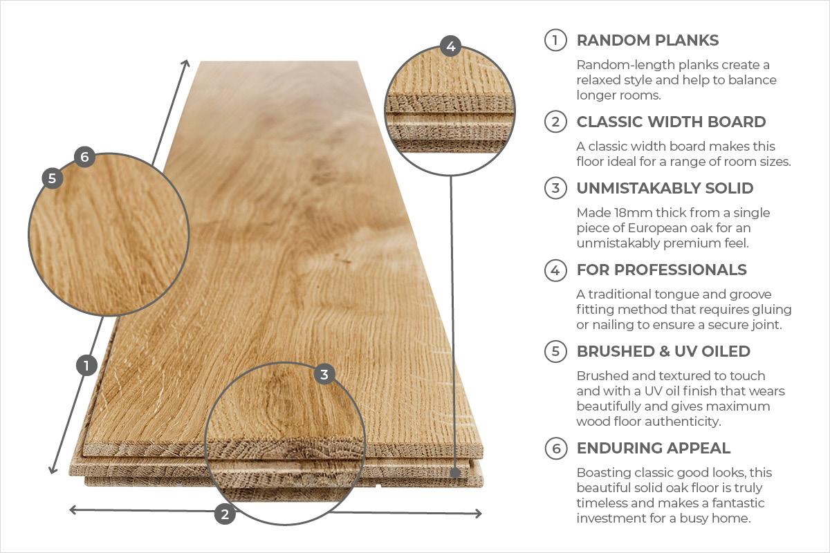 Natura 18mm x 150mm Warm Solid Wood Brushed & Oiled SRW-NT-18-501