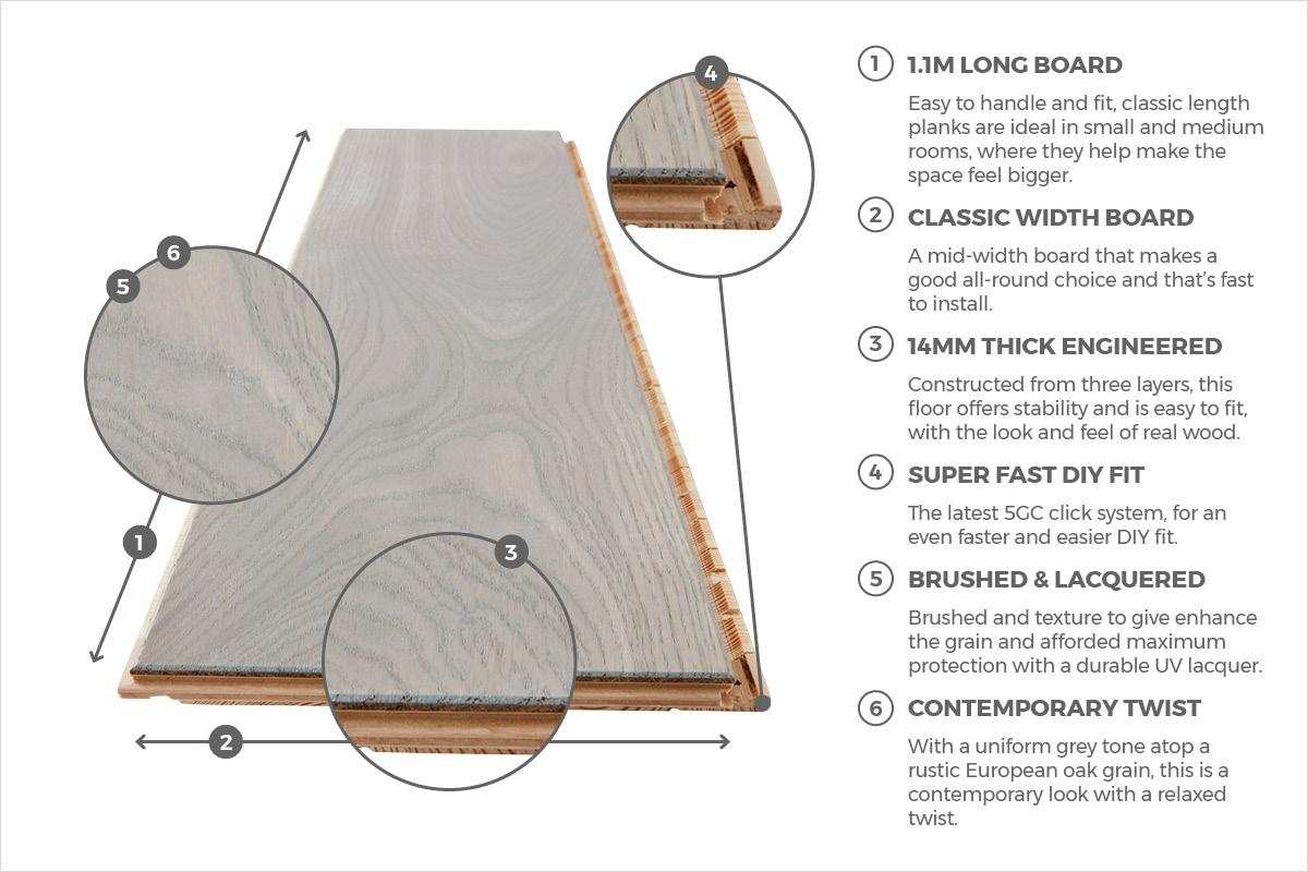 Natura 14mm x 130mm St Kitts Oak Grey Engineered Wood Matt Lacquer BC8-DBE1-L05-P2R-K14130-V