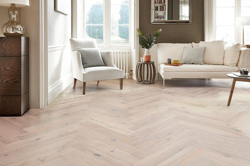 Natura 14mm x 130mm Oak Pearl Herringbone Engineered Wood Lacquered RW-NTHB-14-218