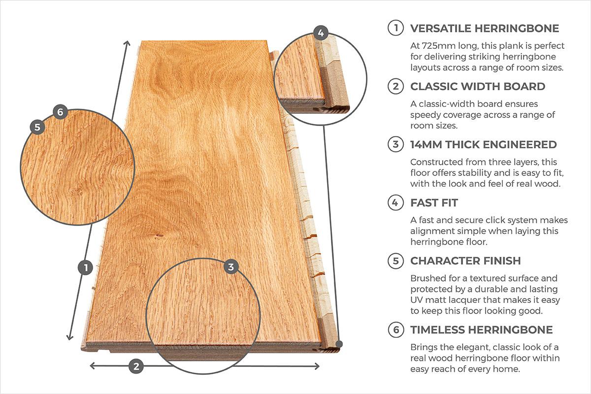 Natura Oak Honey Herringbone Engineered Wood Lacquered RW-NTHB-14-217