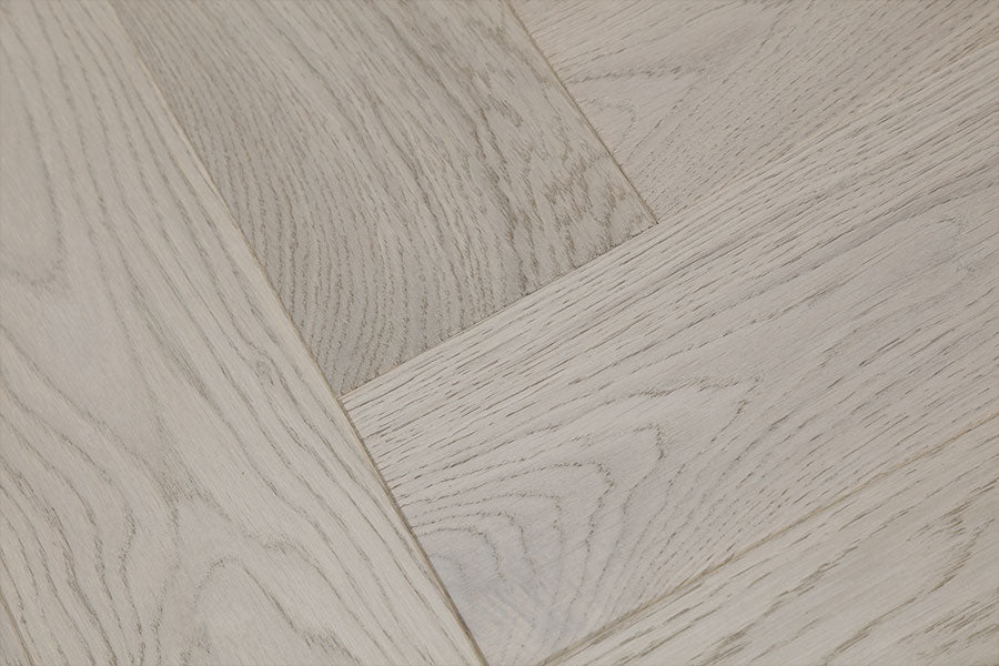 Natura 14mm x 130mm Oak Silver Herringbone Engineered Wood Lacquered RW-NTHB-14-215