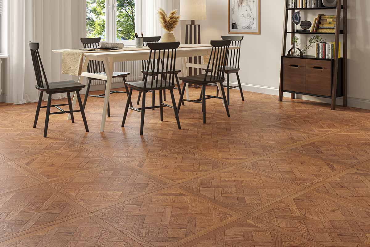 Natura Engineered Oak Versailles Flooring 14mm x 600mm Golden Brushed & UV Oiled VER113
