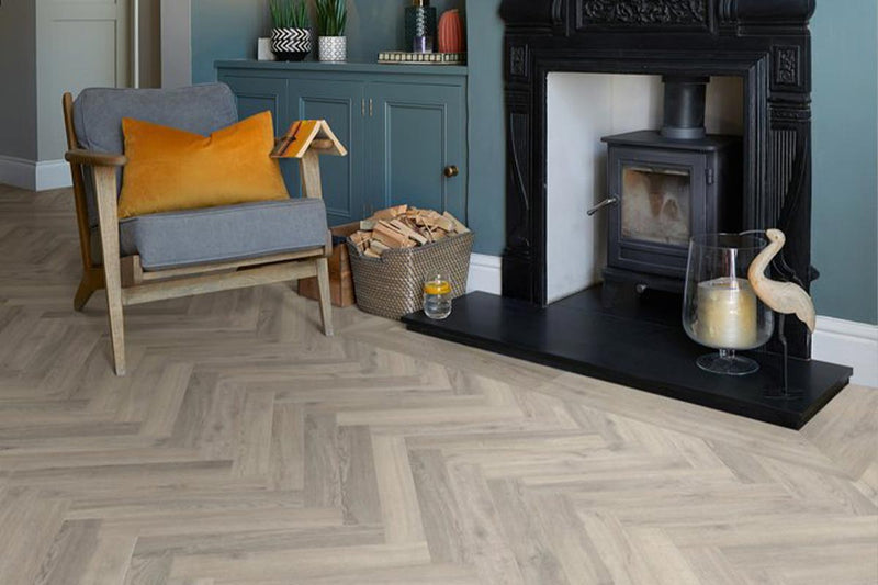 Polyflor Camaro Westchester Oak Large Parquet Gluedown LVT Living Room