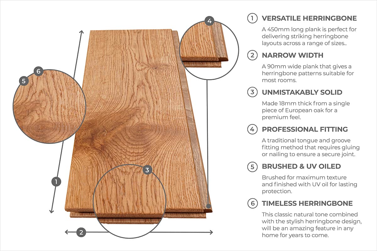 Natura 18mm x 90mm Rustic Oak Solid Wood Natural Brushed & Oiled SOL-NTHB-14-3680