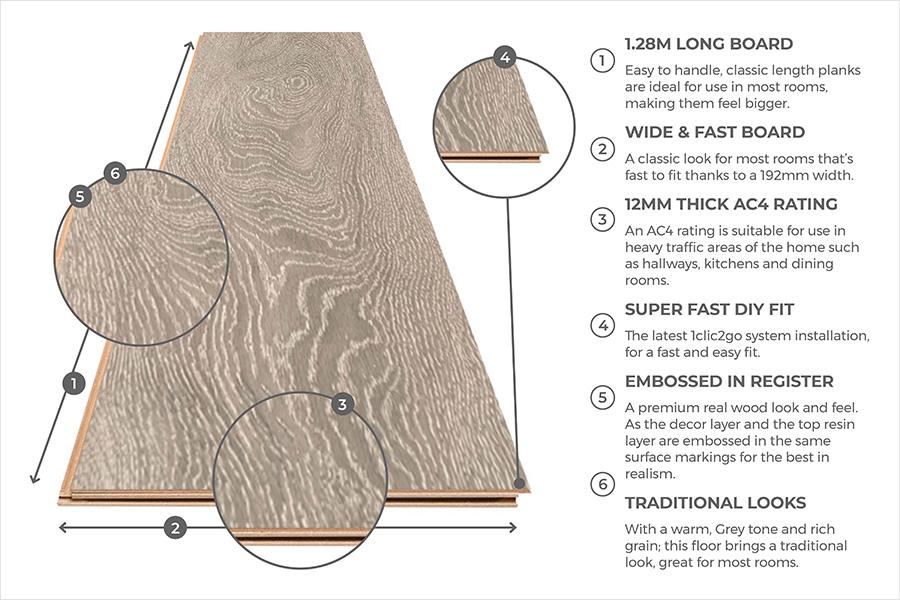 Krono Original Art Boulder Oak Effect Laminate 5G12VA5542