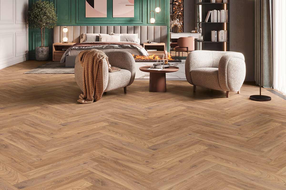 Krono Original Beige Firebrand Oak Herringbone Laminate K450