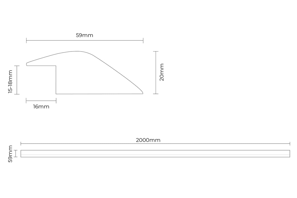 Solid Hardwood Ramp Profile Oak 2m HAR34