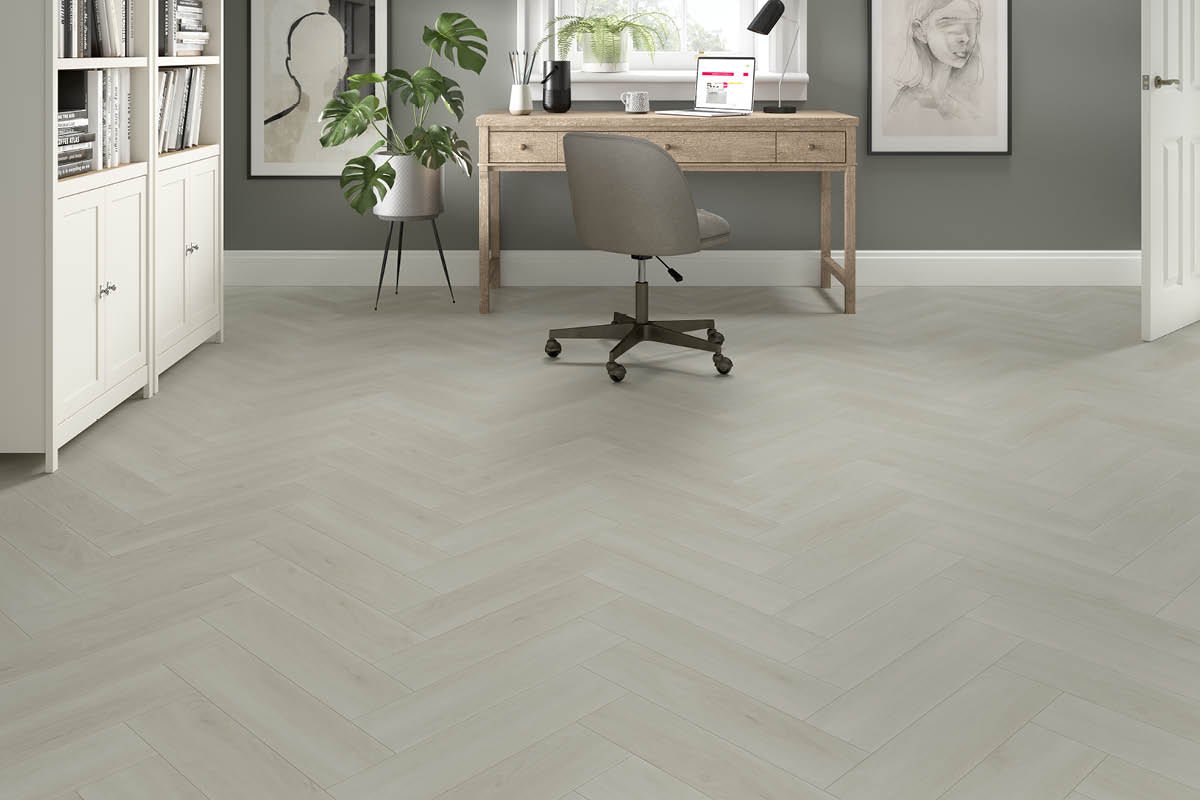 Flooring Supplies Rigid Core Click Vinyl Flooring Frosted Oak Herringbone VIN-CLIC-FHB-6103
