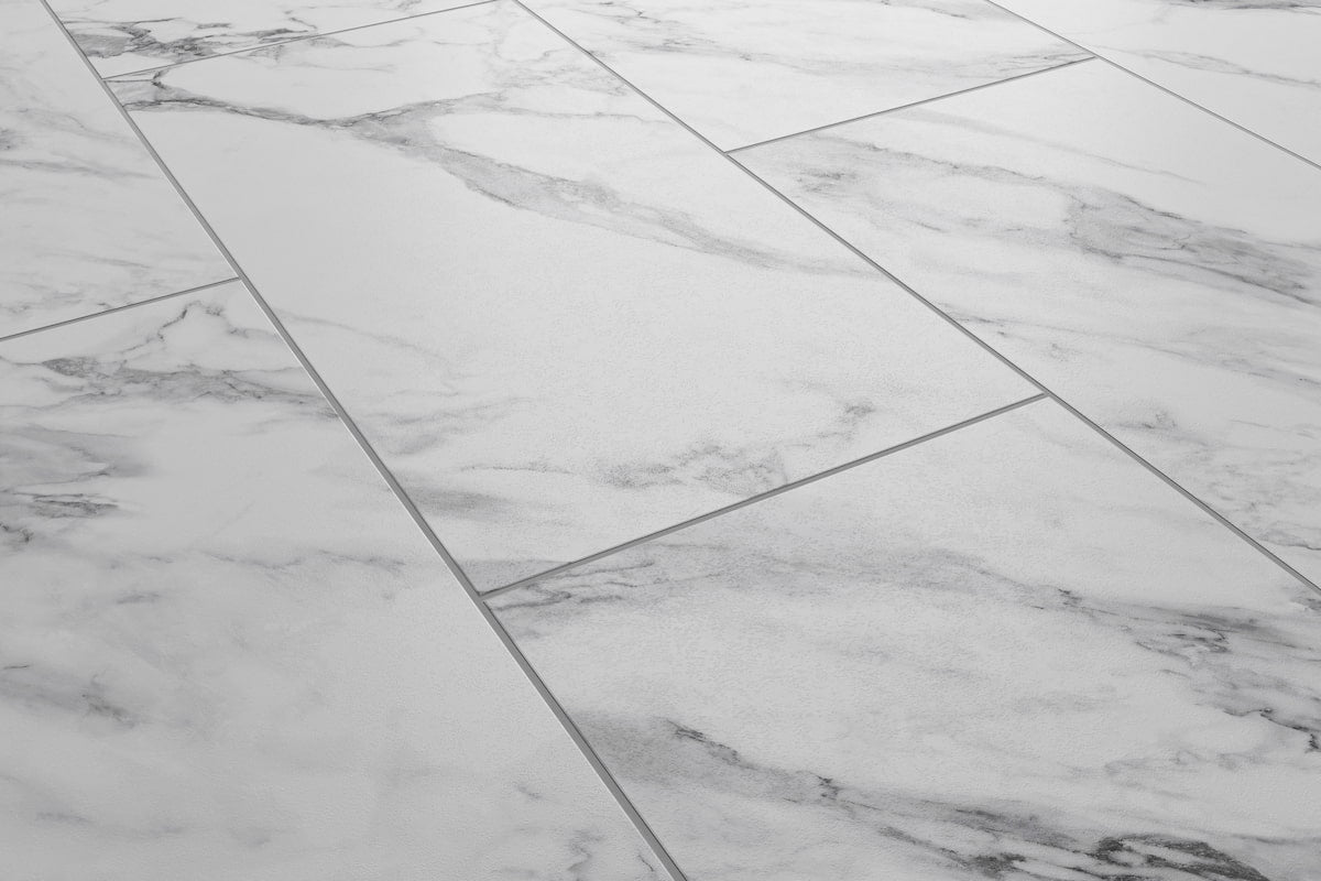 Flooring Supplies Rigid Core Pre-Grout Click Vinyl Flooring White Marble Tile XT-3860