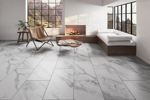 Flooring Supplies Rigid Core Pre-Grout Click Vinyl Flooring White Marble Tile XT-3860
