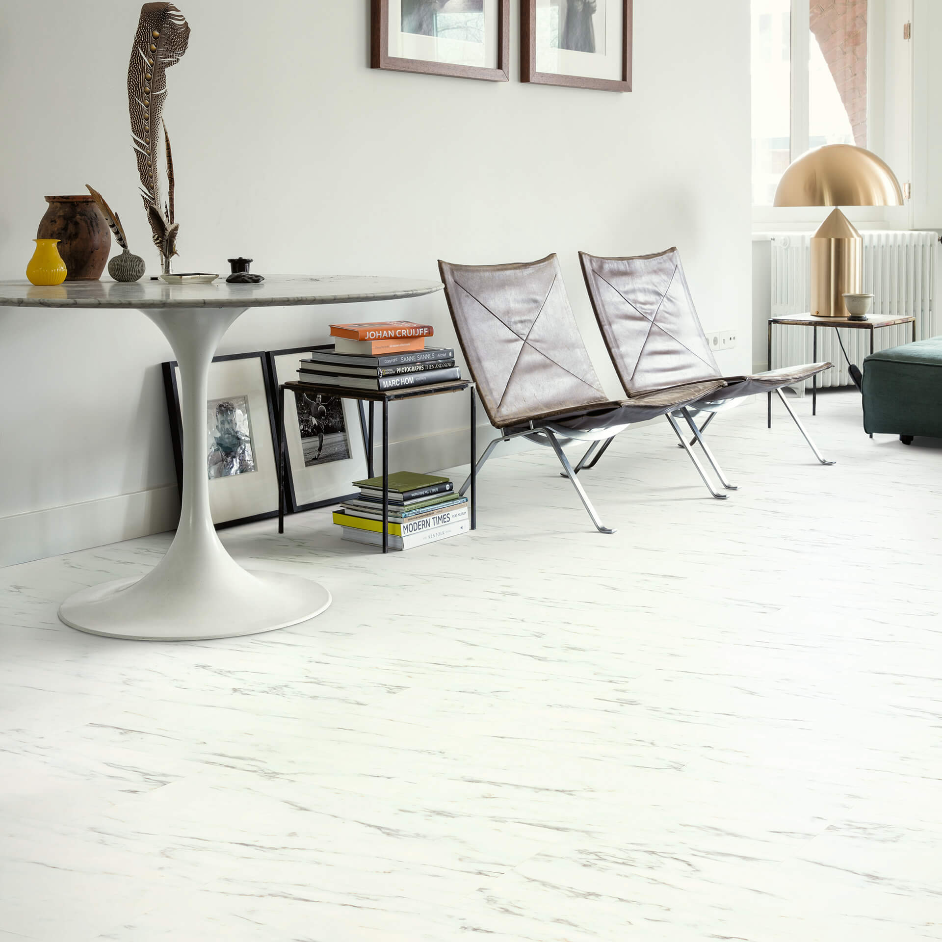 Quick-Step Oro Marble Carrara White Click Luxury Vinyl Tile Built-in Underlay AVSTU40136
