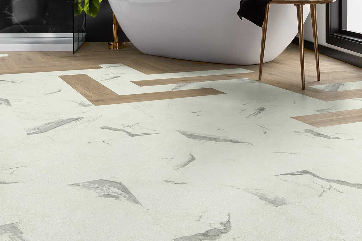 Karndean Van Gogh Palazzo Marble Gluedown Herringbone Luxury Vinyl Tile SM-VGT2413