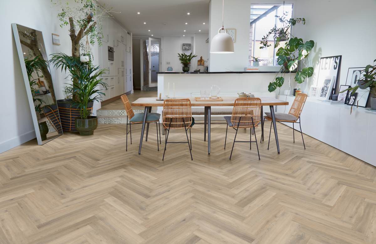 Polyflor Camaro RigidCore Naked Blond Oak Herringbone LVT RPQ4144
