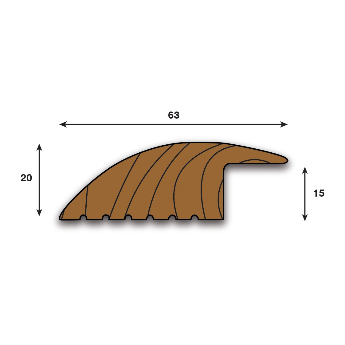 Natura Solid Oak Ramp Profile Unfinished 1.8m SPWR15O1800U