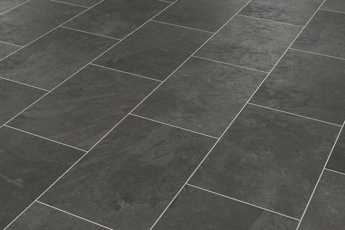 Karndean Knight Tile Black Riven Slate Gluedown Luxury Vinyl Tile ST15